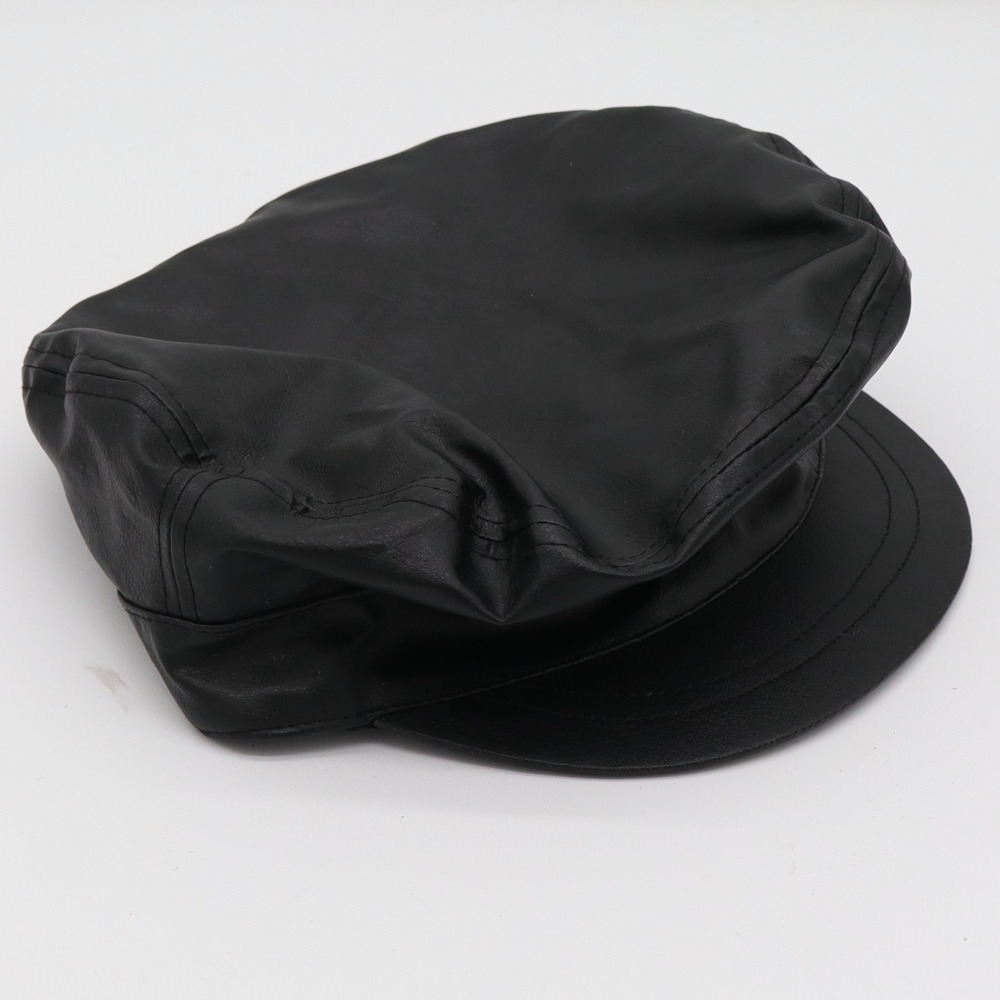 Kmart Accessories Hat Womens OSFM Newsboy Cabbie Black Faux Leather New